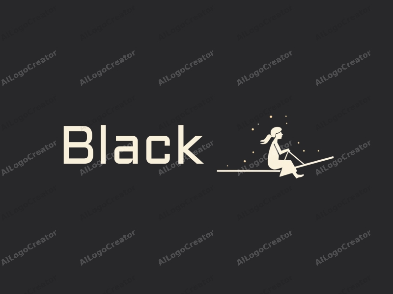 minimalist design features a stylized silhouette of an elderly woman using a glider, set against a black night background, emphasizing simplicity and elegance.