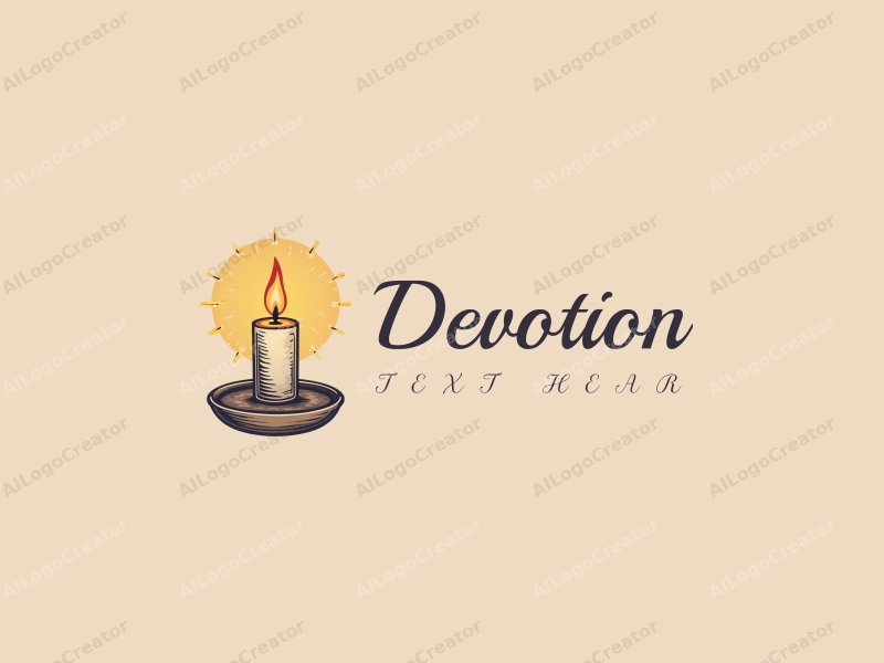 vintage design features a stylized candle with a glowing halo, symbolizing faith and prayer, combined with a clean background.