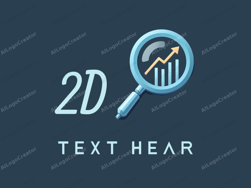 a modern minimalist design featuring a stylized magnifying glass and abstract charts, combined with a corporate office background in blue and gray tones.