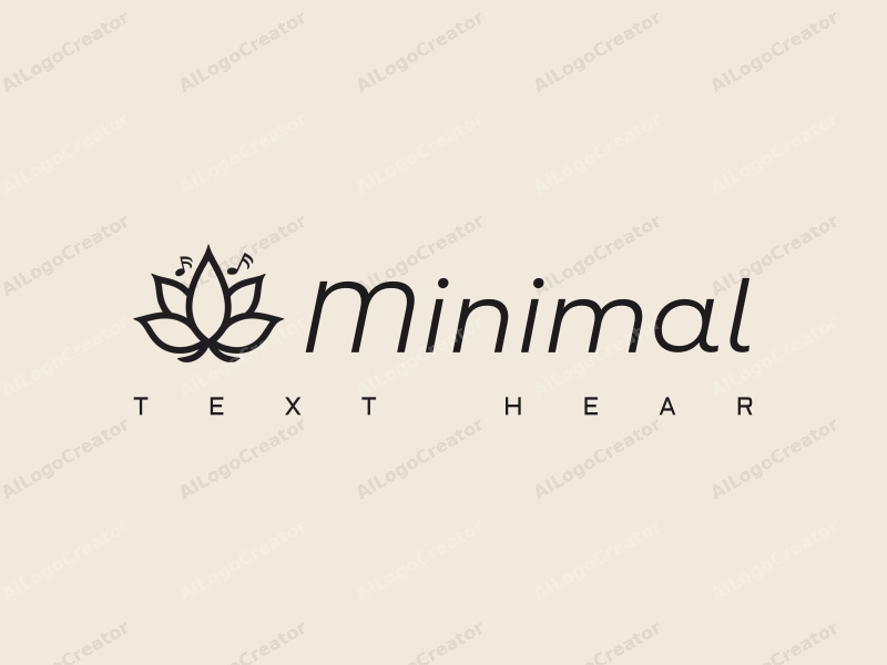 minimalist design features stylized musical notes and a lotus flower, combined with a clean background and a tag style approach.