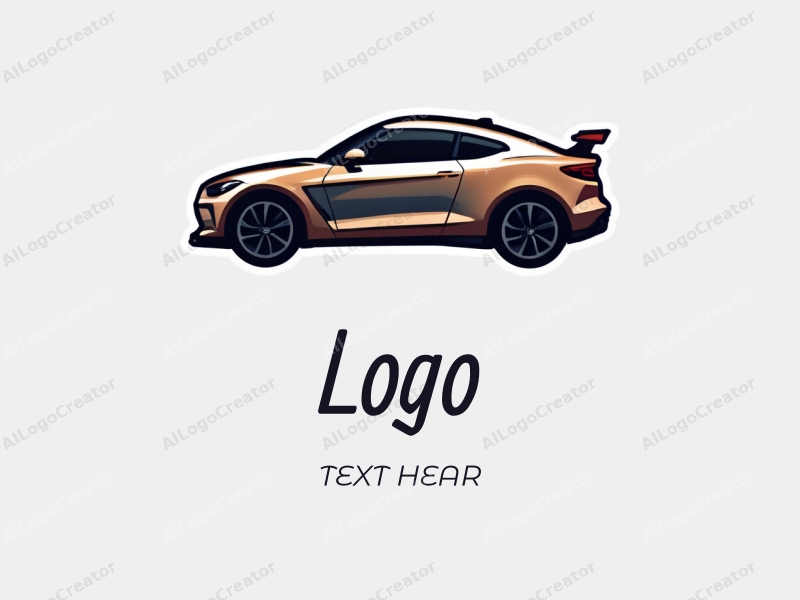 modern design features a stylized car silhouette, a sticker-like appearance, and a clean background combined with a minimalist approach.