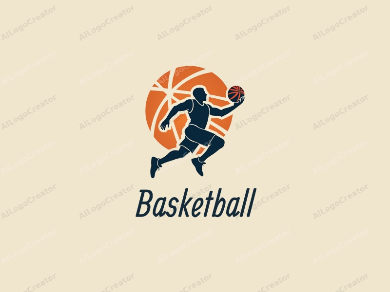 playful design features a dynamic athlete in action, a stylized basketball and hoop, combined with a clean background.