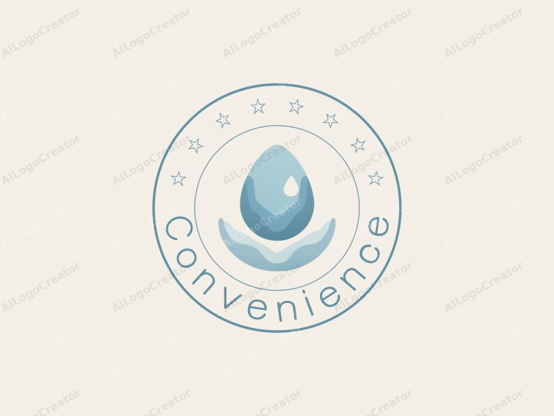 a modern minimalist design featuring a stylized egg shape, representing convenience and practicality, combined with a clean blue and white color scheme, set against a simple background.