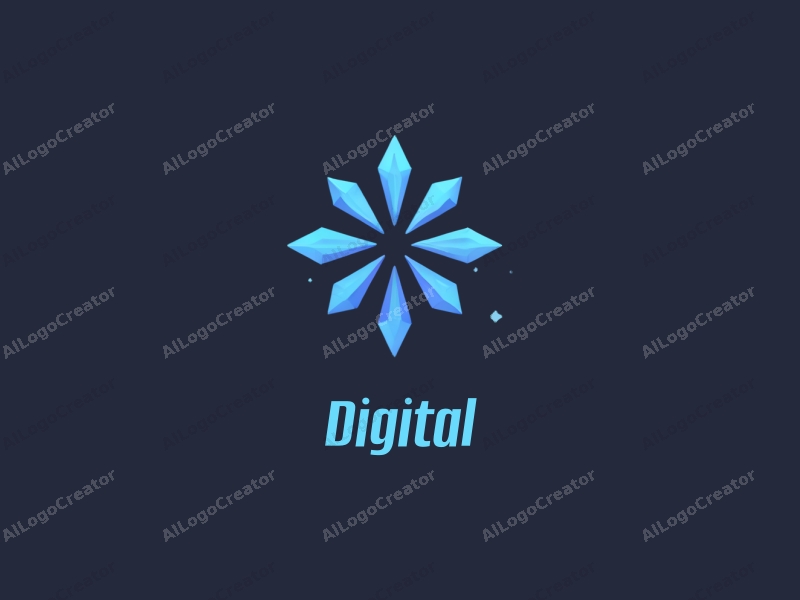 a modern minimalist design featuring digital elements like circuit patterns, frozen motifs such as ice crystals, combined with a clean background in blue and black colors.