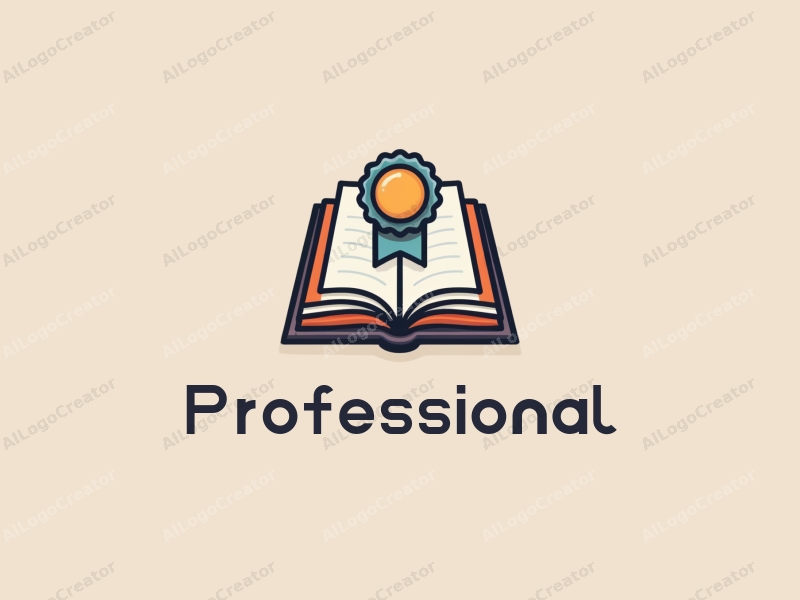 modern design features a stylized book and a badge, incorporating professional and certification elements, combined with a clean background.