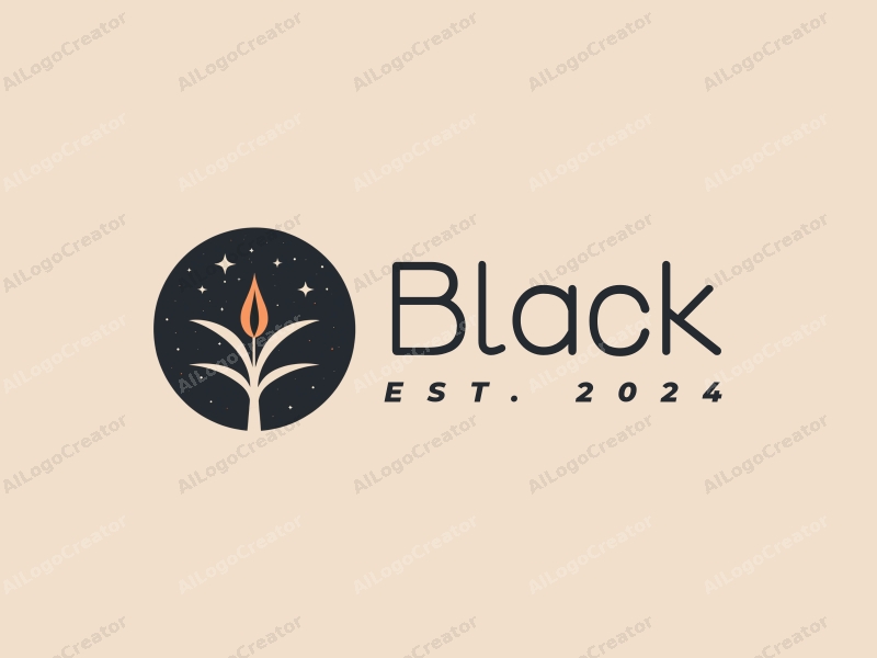 minimalist design features a clean composition with black petals and stars against a night background, creating a harmonious and elegant visual experience.