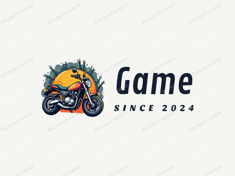 playful design features vibrant game elements, whimsical toy motifs, and stylized motorcycle parts combined with a clean background.