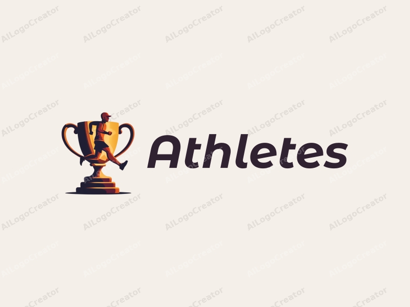 modern design features a dynamic runner silhouette, a stylized trophy, and a clean background combined with a sense of movement and competition.