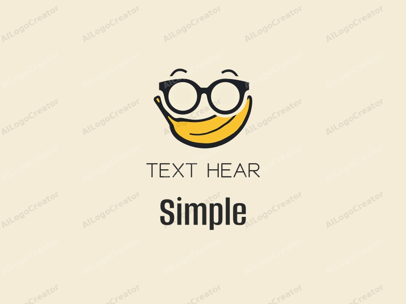 minimalist design features a stylized pair of glasses and a banana, combined with a clean background and a harmonious composition.