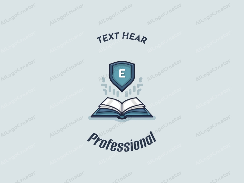 modern design features a stylized book and badge, representing professionalism and certification, combined with a clean background in blue and gray tones.