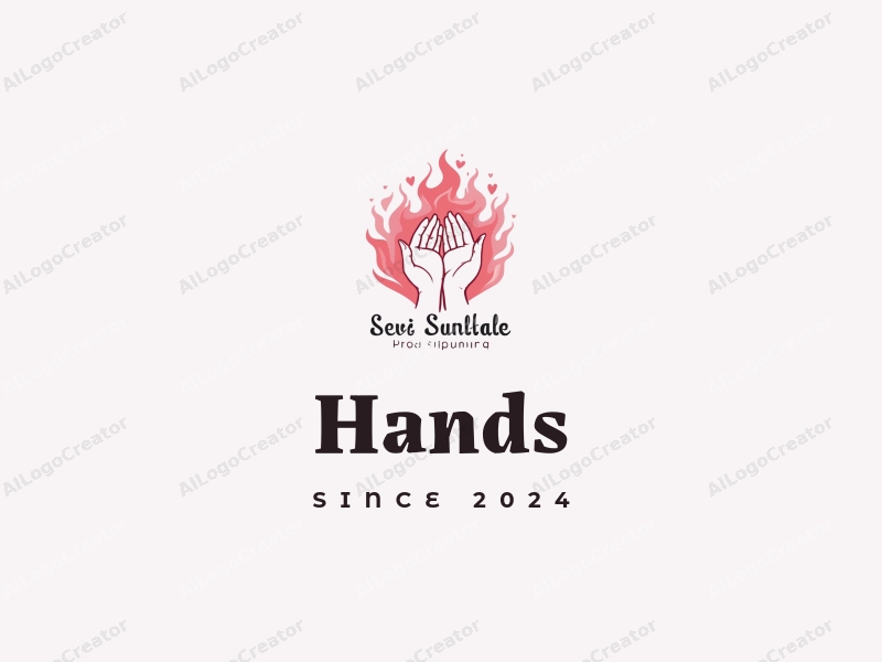 a modern design featuring hands holding with pink smoke swirling around, incorporating text in a clean and simple layout, emphasizing a harmonious and artistic approach.