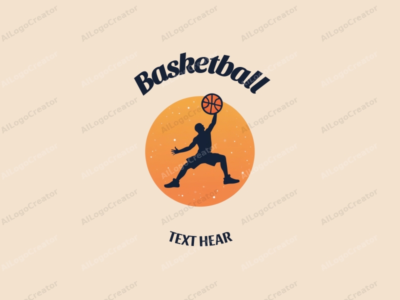 playful design features a dynamic basketball silhouette, an athlete in mid-dunk, and a vibrant orange color scheme combined with a clean background.