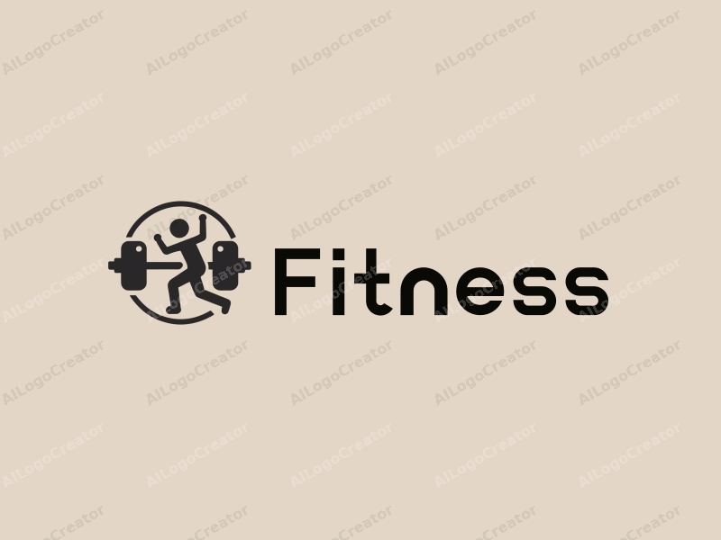 a modern design featuring a stylized dumbbell and a dynamic running figure, combined with a clean background and a harmonious layout.