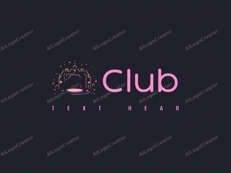 a modern design featuring a stylized club scene with a stage, musical notes, and social elements, combined with a clean black background.