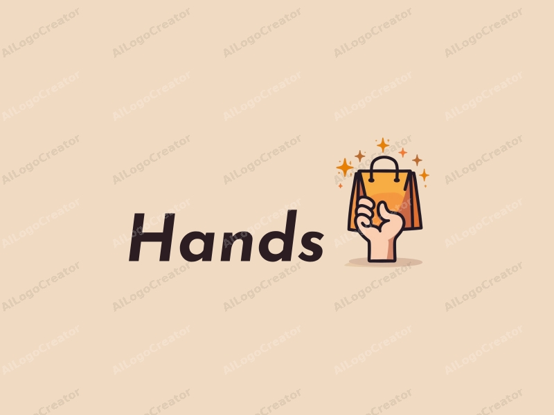 a modern design featuring a hand gripping a magical shopping item, with skin tone colors, combined with a clean background.