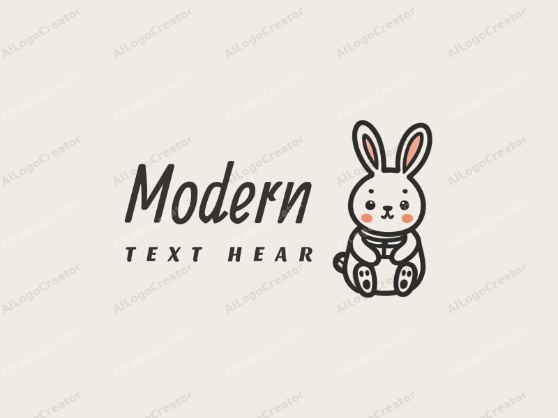 a modern minimalist design featuring a stylized rabbit intertwined with clothing elements, utilizing a clean and simple composition with a white and gray color palette.