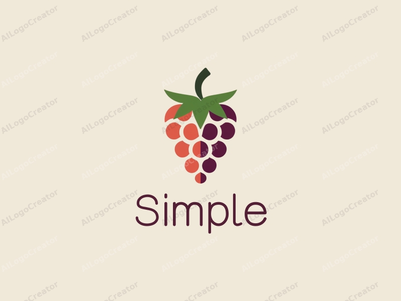 minimalist design features stylized grapes and strawberries, combined with a clean background and a harmonious composition.