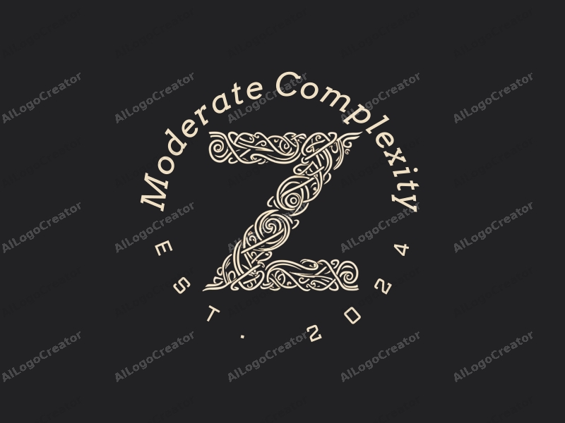 a modern design featuring a stylized letter Z intertwined with intricate lines, showcasing complexity and precision, set against a clean background.