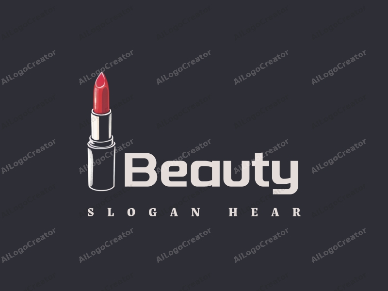 modern design features elegant lipstick and a stylized makeup brush, combined with a clean background and a focus on beauty and makeup elements.