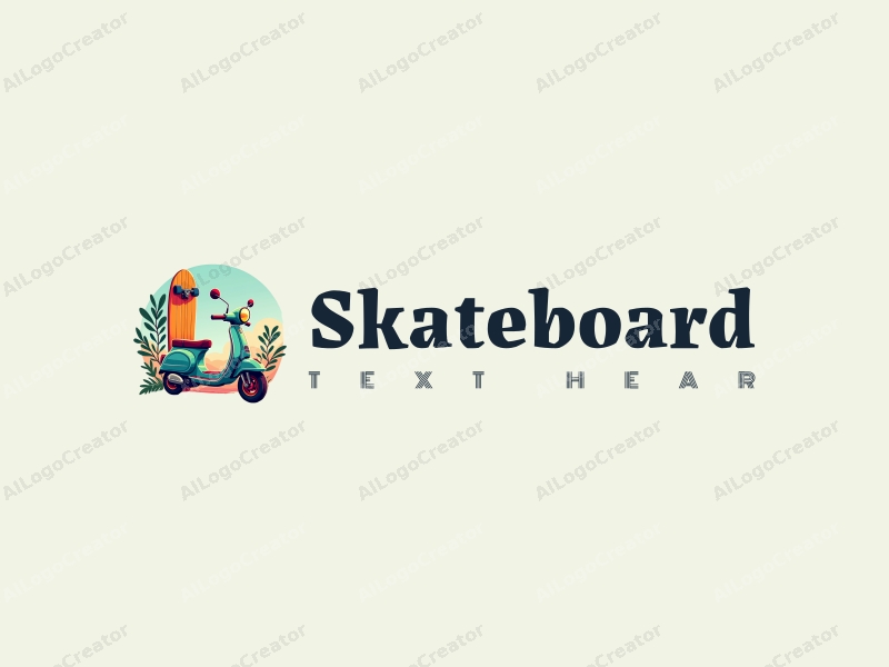 playful design features vibrant skateboards, stylized scooters, and surfboards, combined with a clean background and a fun, energetic composition.