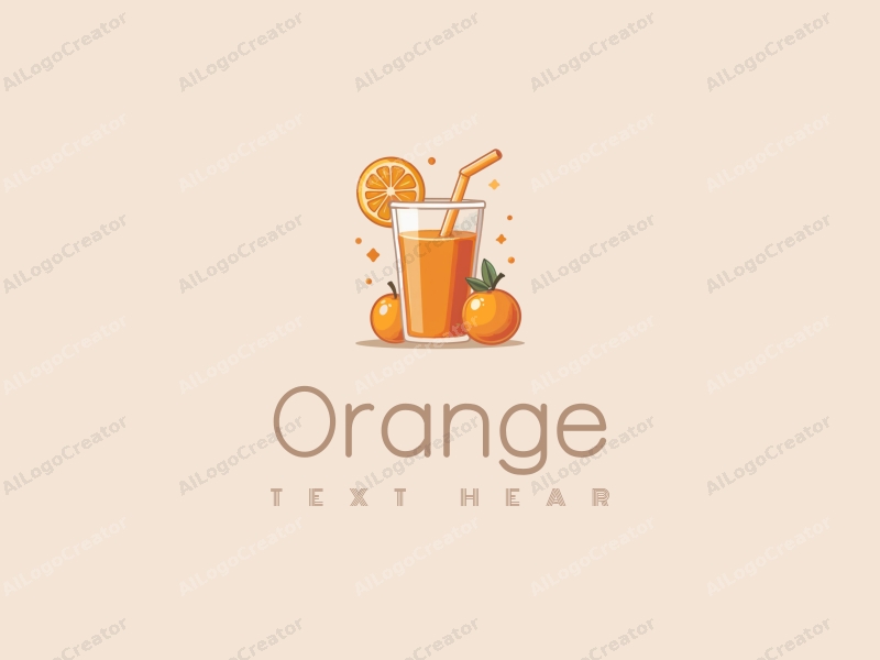 playful design features a stylized orange and a juice glass, combined with a clean background and a vibrant orange color scheme.