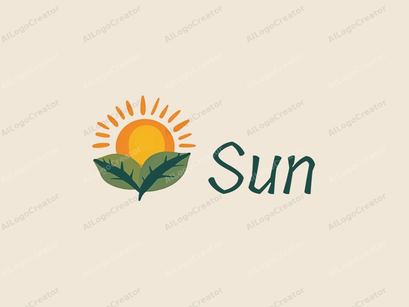 playful design features a stylized sun with rays, vibrant sunlight filtering through playful leaves, combined with a clean background.