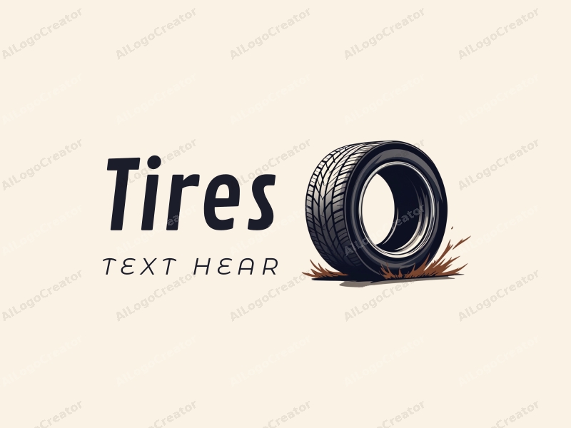 modern design features a stylized tire and car tire silhouette, with dynamic outlines and tracks, combined with a clean background.