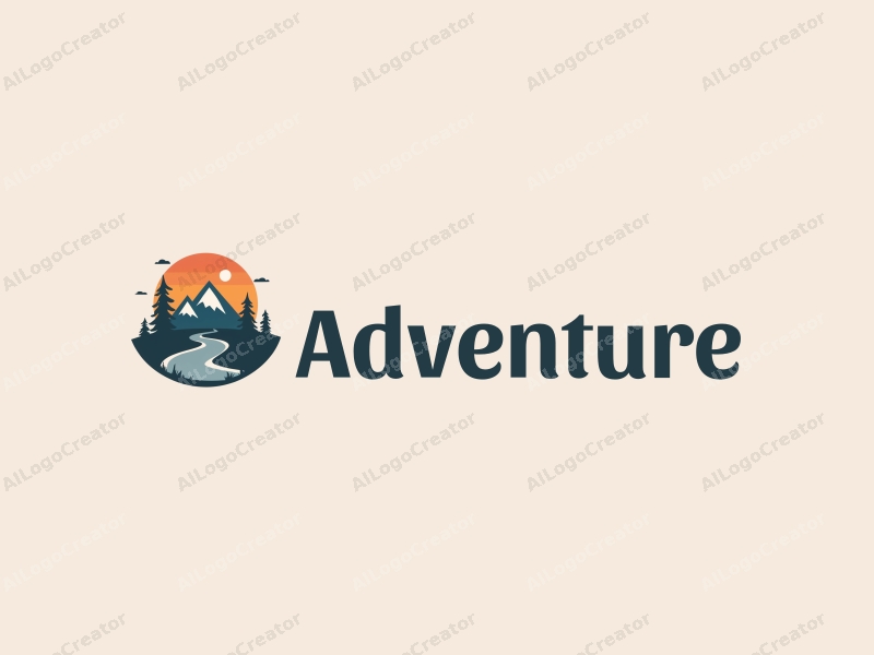 playful design features a stylized backpack and mountain peaks, incorporating elements of adventure and exploration with a clean background.