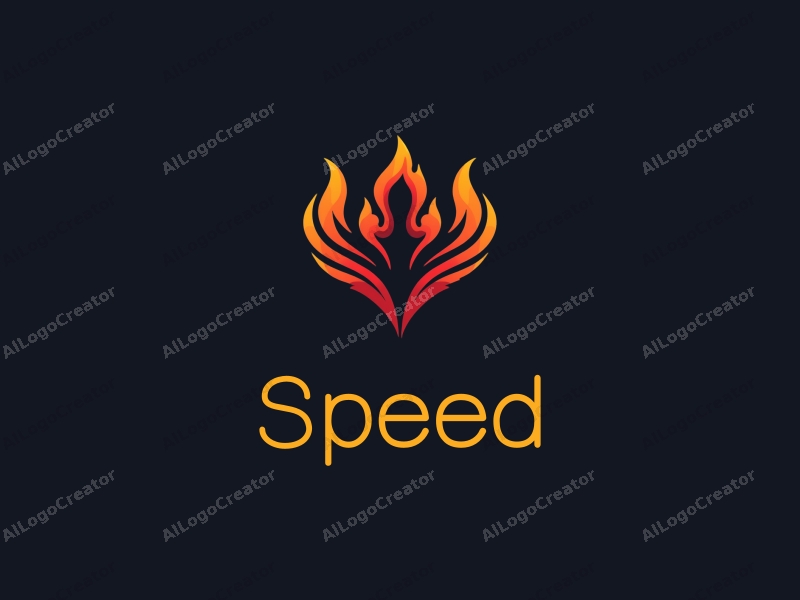 a modern design featuring dynamic elements of speed and power, incorporating stylized flames and diamonds, combined with a clean background.