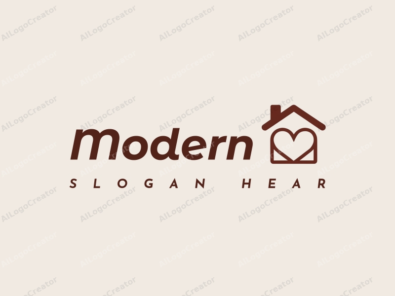 minimalist design features a stylized house and heart shapes, combined with a tag style approach and a clean background.