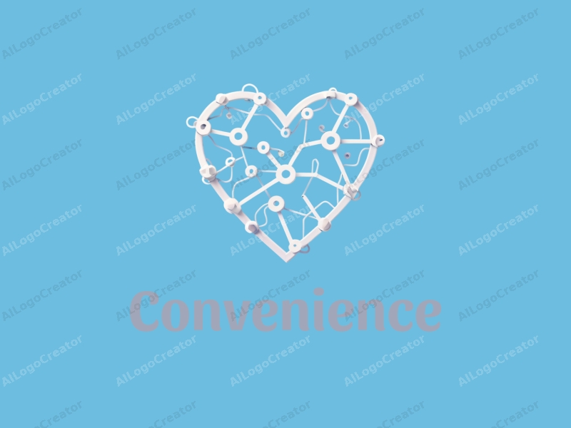 a modern design featuring a heart shape intertwined with network elements, symbolizing convenience and practicality, set against a clean blue background.