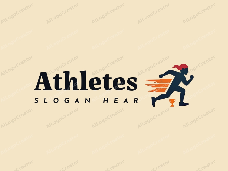 modern design features a dynamic athlete in motion, a stylized trophy, and a running theme combined with a clean background.