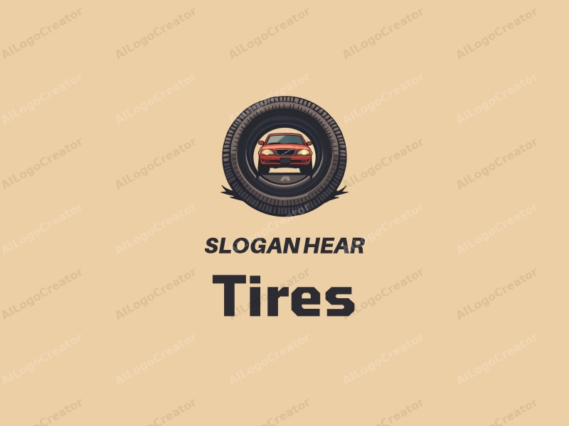 a modern design featuring a stylized tire and car silhouette, combined with a clean background, emphasizing the theme of driving.