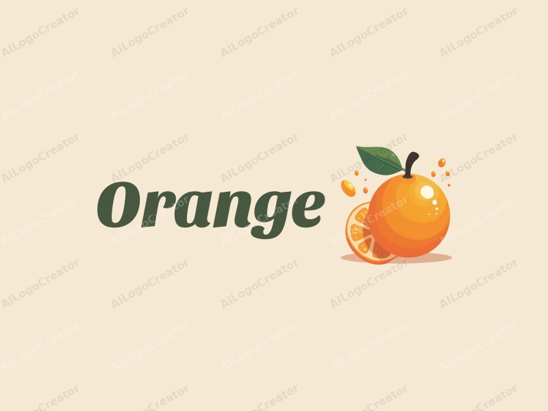 playful design features a stylized orange and a splash of juice, combined with a clean background and simple shapes.