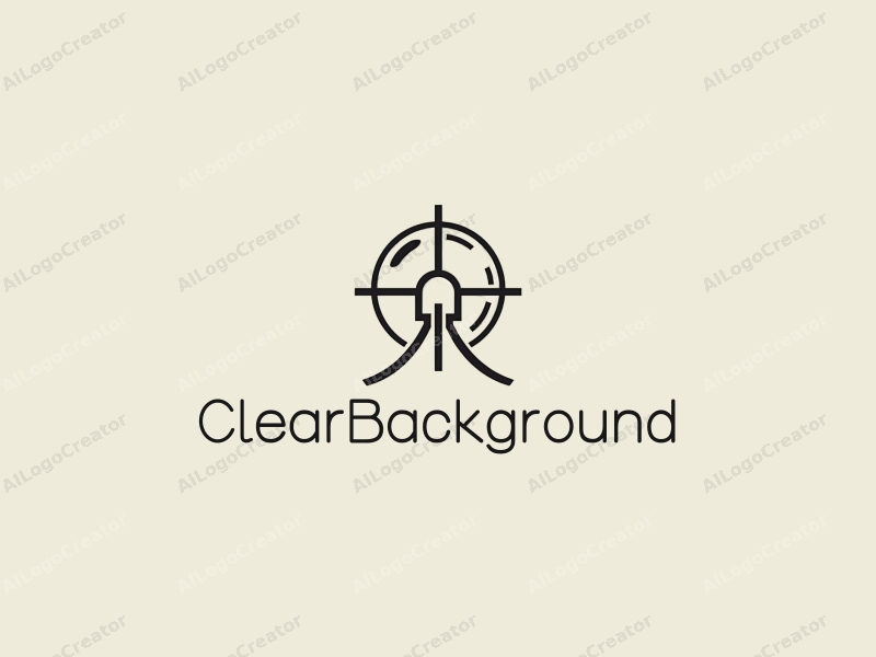 minimalist design features a transparent background, a stylized emblem representing escape, and clean lines in the corners, creating a harmonious and simple composition.