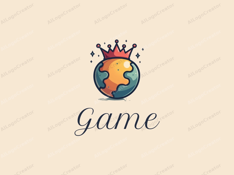 playful design features a vibrant crown and a bouncing ball, combined with a whimsical approach and a clean background.