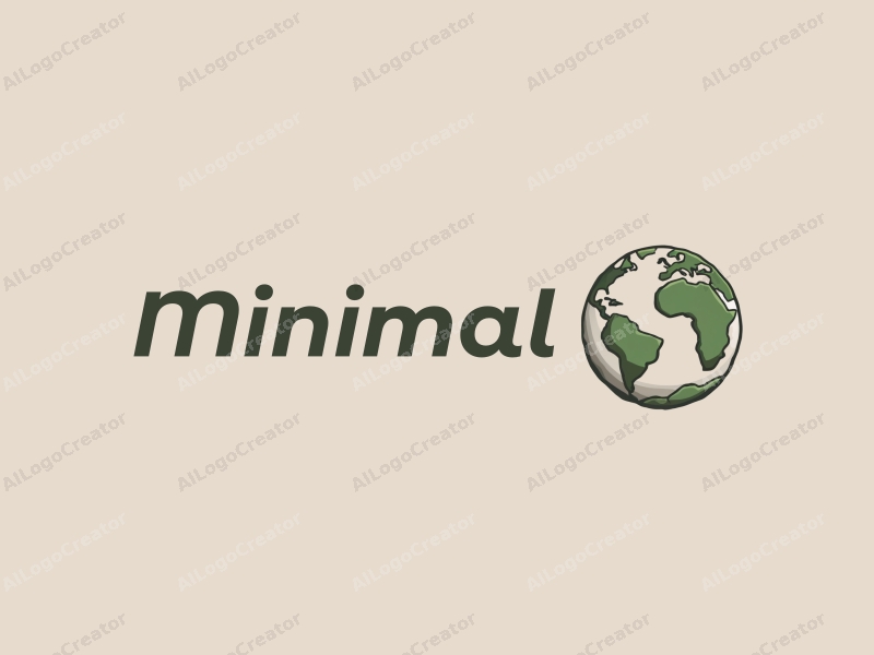 minimalist design features a stylized earth symbol, clean text elements, and a tag style approach combined with a simple background.