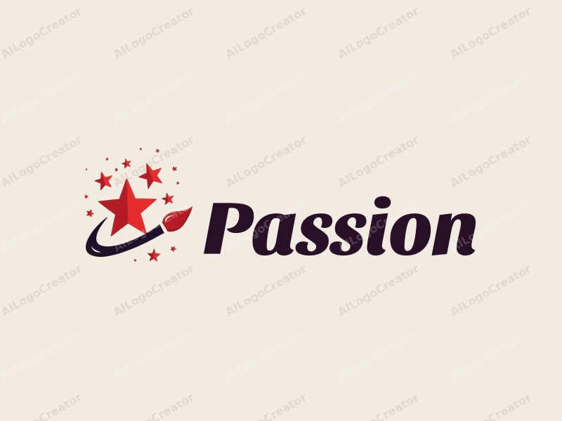 playful design features vibrant red stars and a stylized paintbrush, combined with a clean background to evoke passion and enthusiasm in the context of art and education.