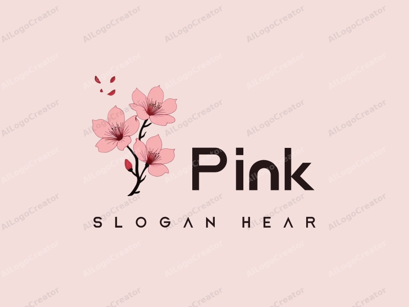 minimalist design features delicate cherry blossoms and flower petals in soft pink tones, combined with a clean background for a fresh and elegant look.