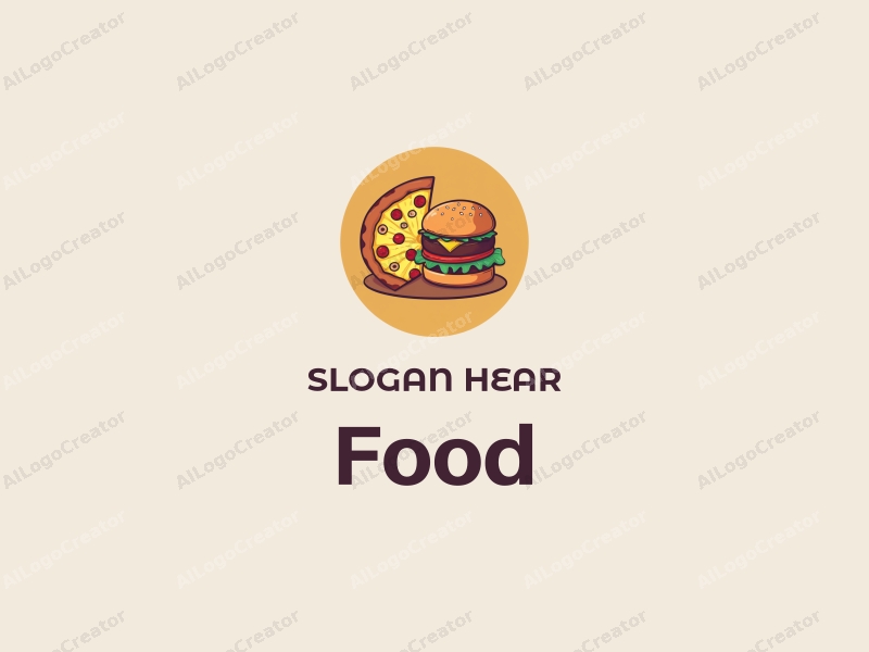 a modern design featuring a vibrant and colorful representation of a pizza and a burger, combined with a clean background and a harmonious layout.