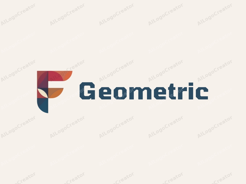 geometric design features a combination of squares and circles, incorporating the letter F in a harmonious layout, with a clean and minimalistic background.