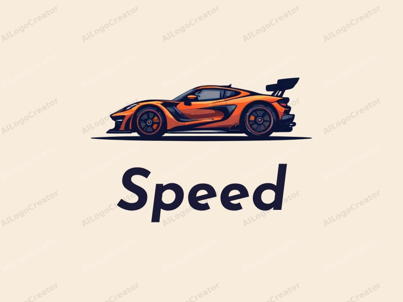 a modern design featuring dynamic lines representing speed, a stylized racing car silhouette, and an abstract engine shape, combined with a clean background.