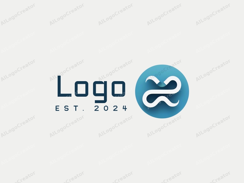 modern design features circular elements representing activity, a stylized abstract symbol, and a clean background with blue and black color scheme.