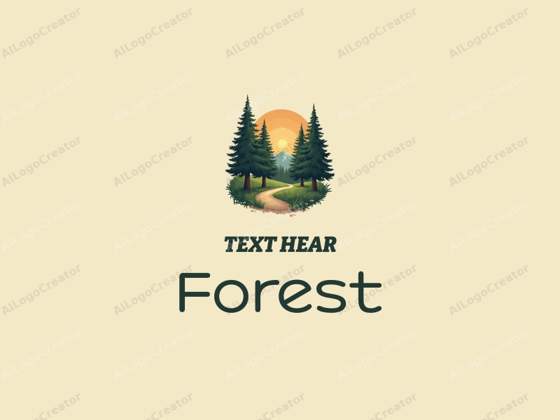 vintage design features a serene forest scene with tall trees, a lush tree canopy, and a winding pathway, combined with a clean background.