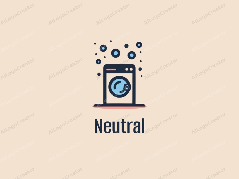 minimalist design features stylized bubbles and a washing machine silhouette, combined with a balanced layout and a clean background.