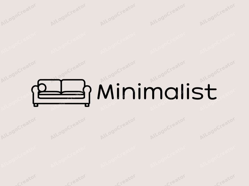 minimalist design features simple lines representing soft furnishings and furniture, combined with a clean black and white color scheme and a tag style approach.