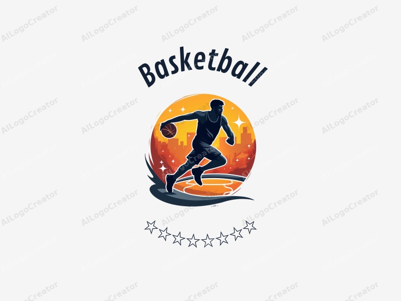 playful design features a dynamic basketball silhouette, an energetic athlete in motion, and a stylized court background combined with a clean and vibrant layout.