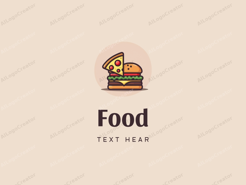 a modern design featuring a vibrant and colorful representation of a pizza and a burger, combined with a clean background and a harmonious layout.