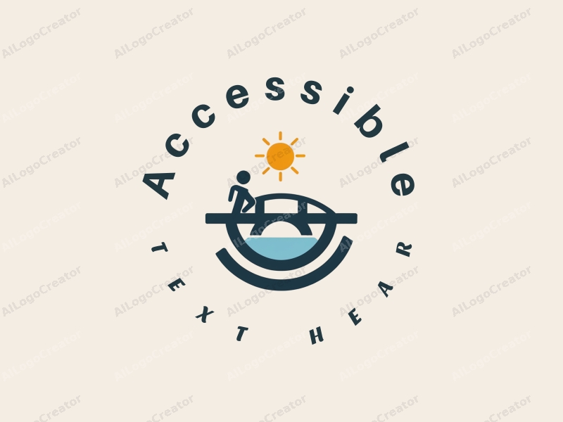 modern design features accessibility elements, a stylized bridge, and a smile symbol, combined with a clean background and a focus on inclusivity.