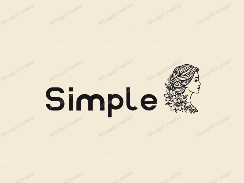 minimalist design features a graceful silhouette of a girl intertwined with elegant flowers, combined with a clean background and a harmonious composition.